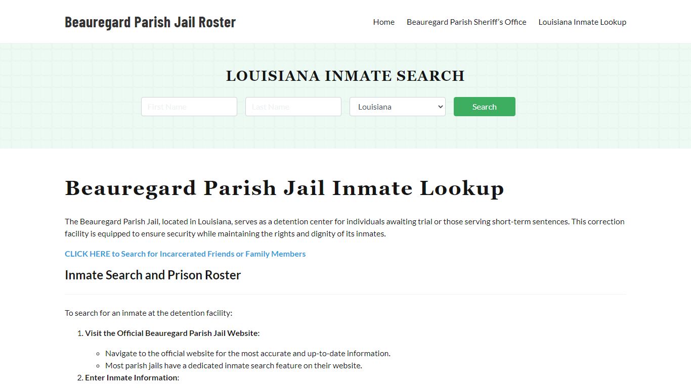 Louisiana Inmate Search, Jail Rosters